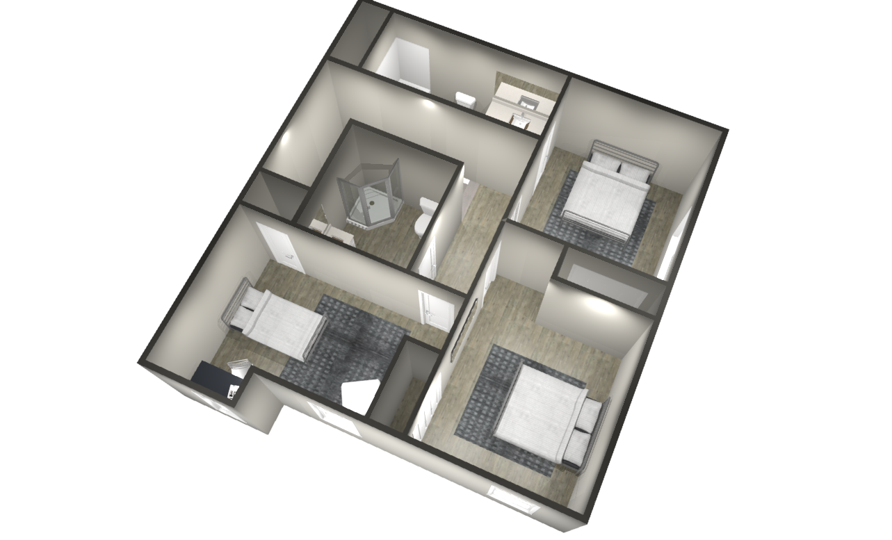 3 bedroom 3rd floor overall view floor plan
