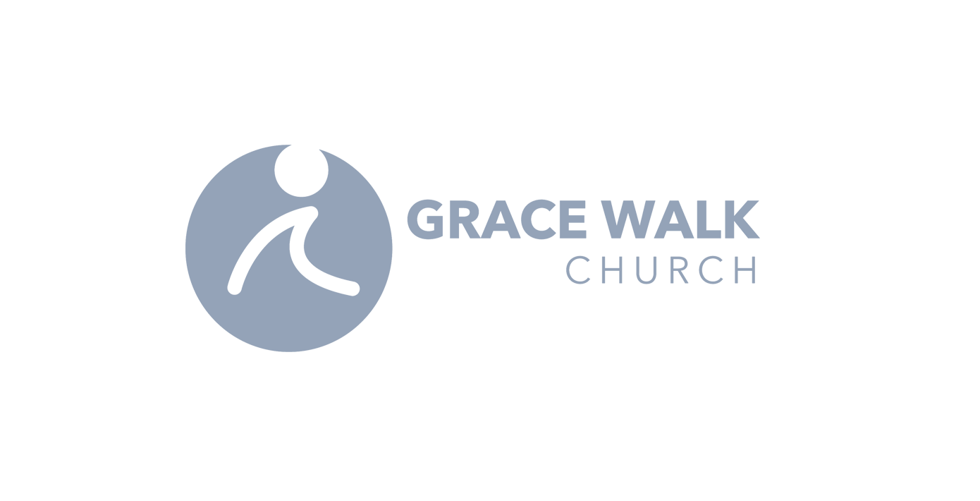 The Grace Walk Church logo features a stylized person walking inside a blue circle next to the church name in blue text.