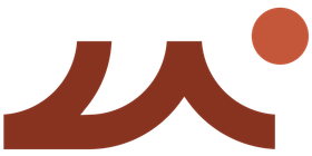 A stylized, dark orange logo featuring a mountain-like shape with two curves and a separate circular dot to the right.