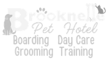 A logo for brooknelle pet hotel boarding day care grooming training