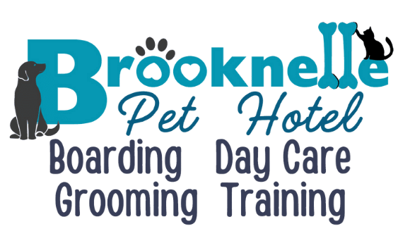 A logo for brooknelle pet hotel boarding day care grooming training
