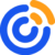 Blue and orange stylized wifi symbol, with concentric circles and curved lines.