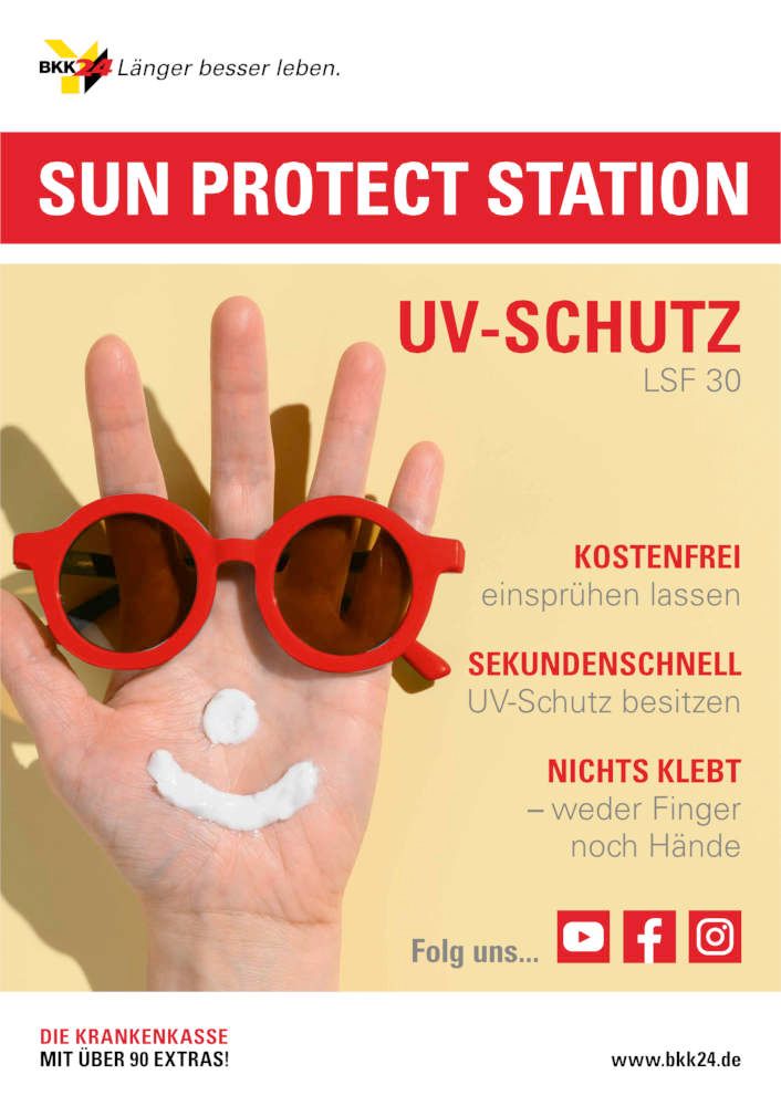 Design eines Kundenstopper für die Sun Protect Station von der BKK24 Krannkenkasse