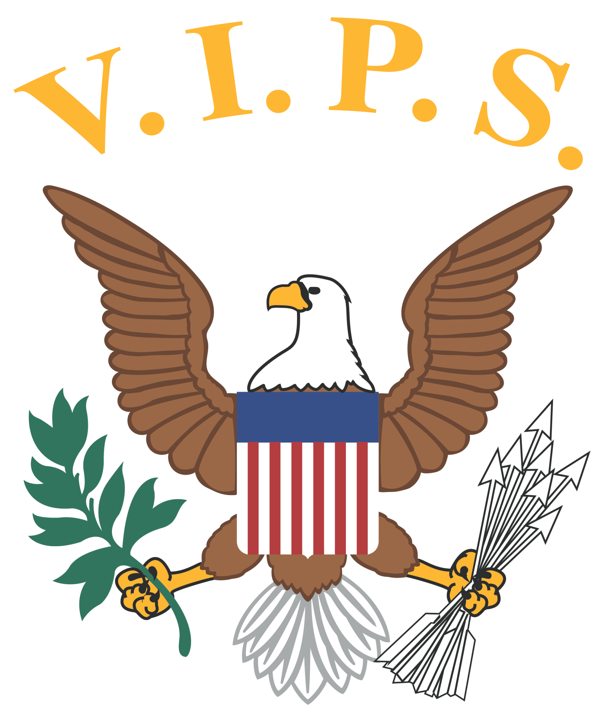 Eagle emblem with outstretched wings, US flag shield, and 