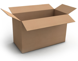 Una caja de cartón vacía con la tapa abierta