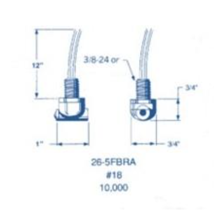 A blue and white drawing of a wire connector