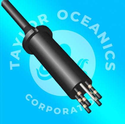A taylor oceanics corporation logo with a black object