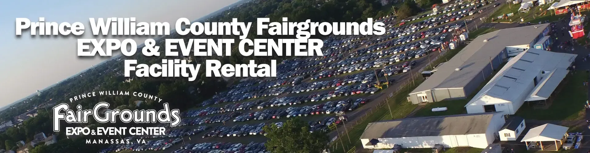 An aerial view of the prince william county fairgrounds expo & event center facility rental