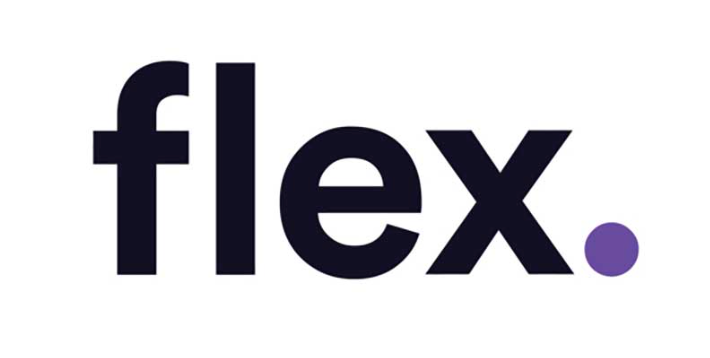 Flex flexible rent payment logo with purple dot
