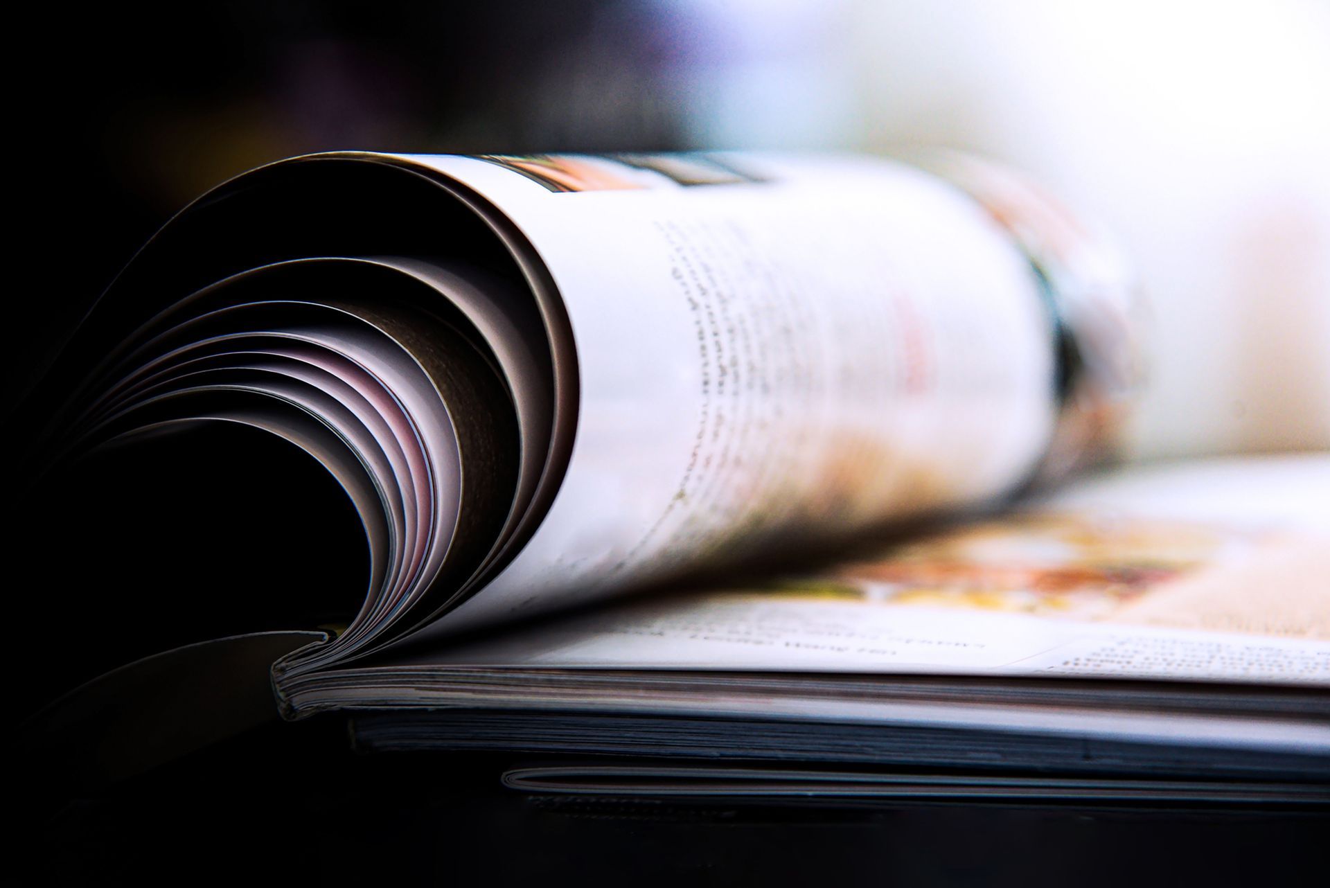 magazine pages close up