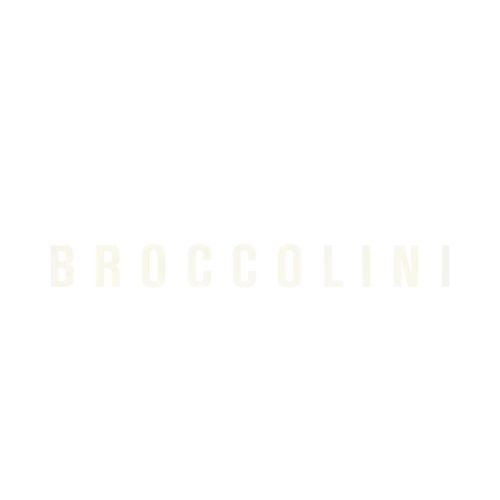 Faint beige uppercase text reading “BROCCOLINI” on a white background