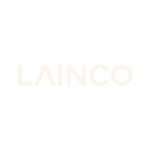 Pale beige “LAINCO” logo centered on a white background