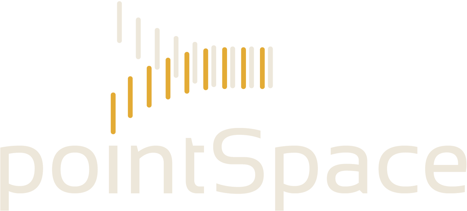 PointSpace logo in light gray with gold vertical bars above the text