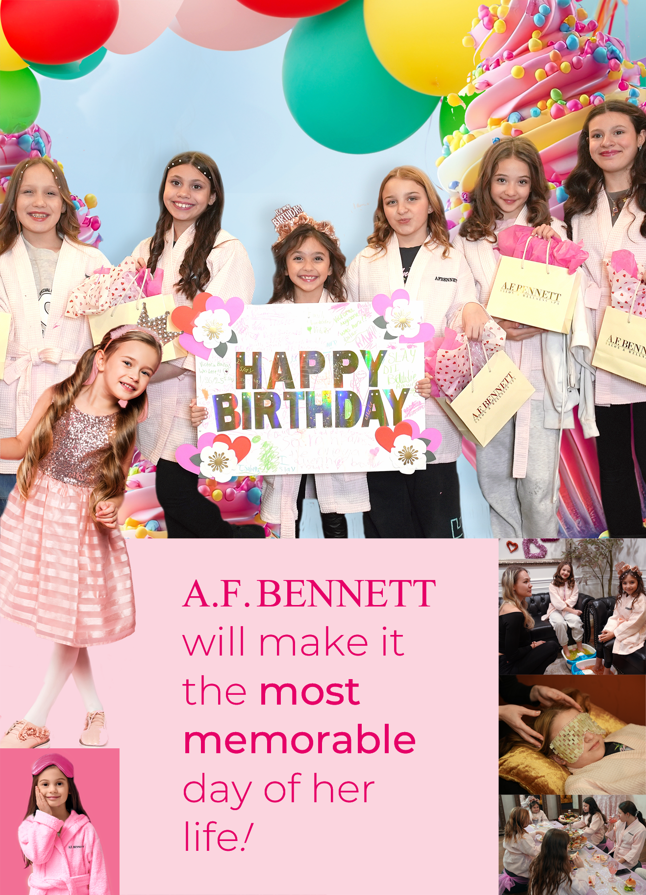 Kids luxury spa parties.  Kids birthday celebration in spa. 