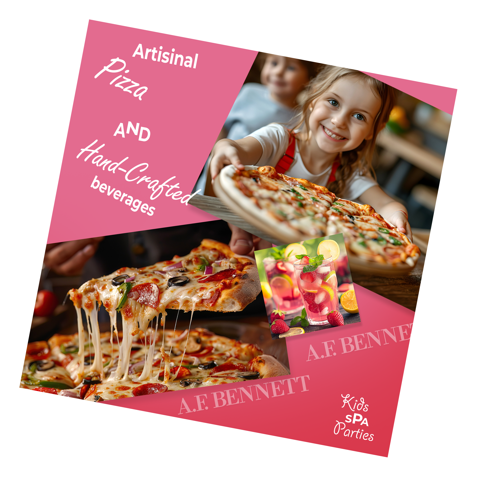 Your kids spa party includes home-made artisanal pizza and hand-crafted organic beverages