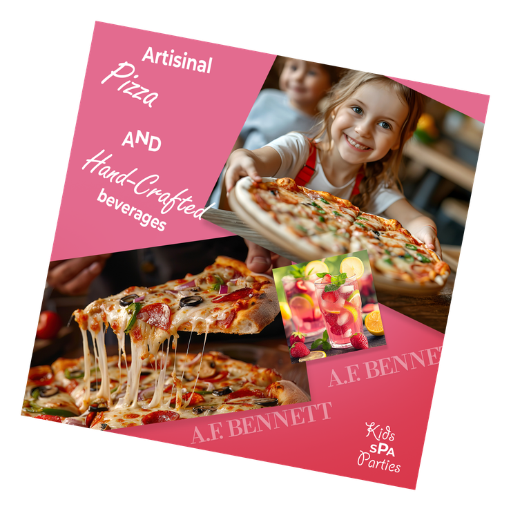 Your kids spa party includes home-made artisanal pizza and hand-crafted organic beverages