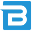 Blue and white stylized letter B logo in a rounded square icon