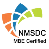 NMSDC MBE Certified logo with multicolor arc design and black text