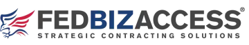 FedBizAccess logo with red and blue flag icon and gray “Strategic Contracting Solutions” text