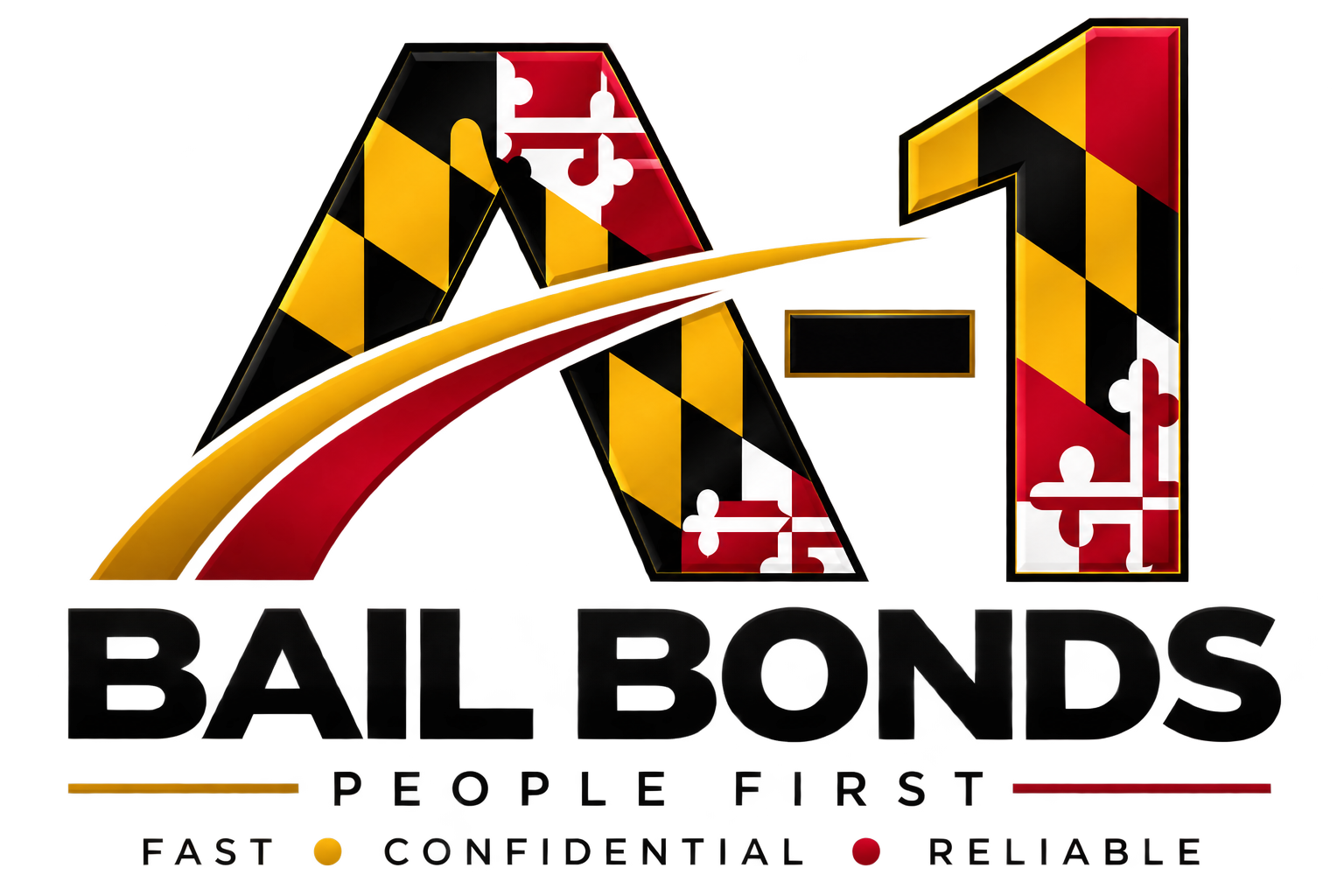 A1 Bail Bonds logo with red gavel and stylized maroon text on a white background