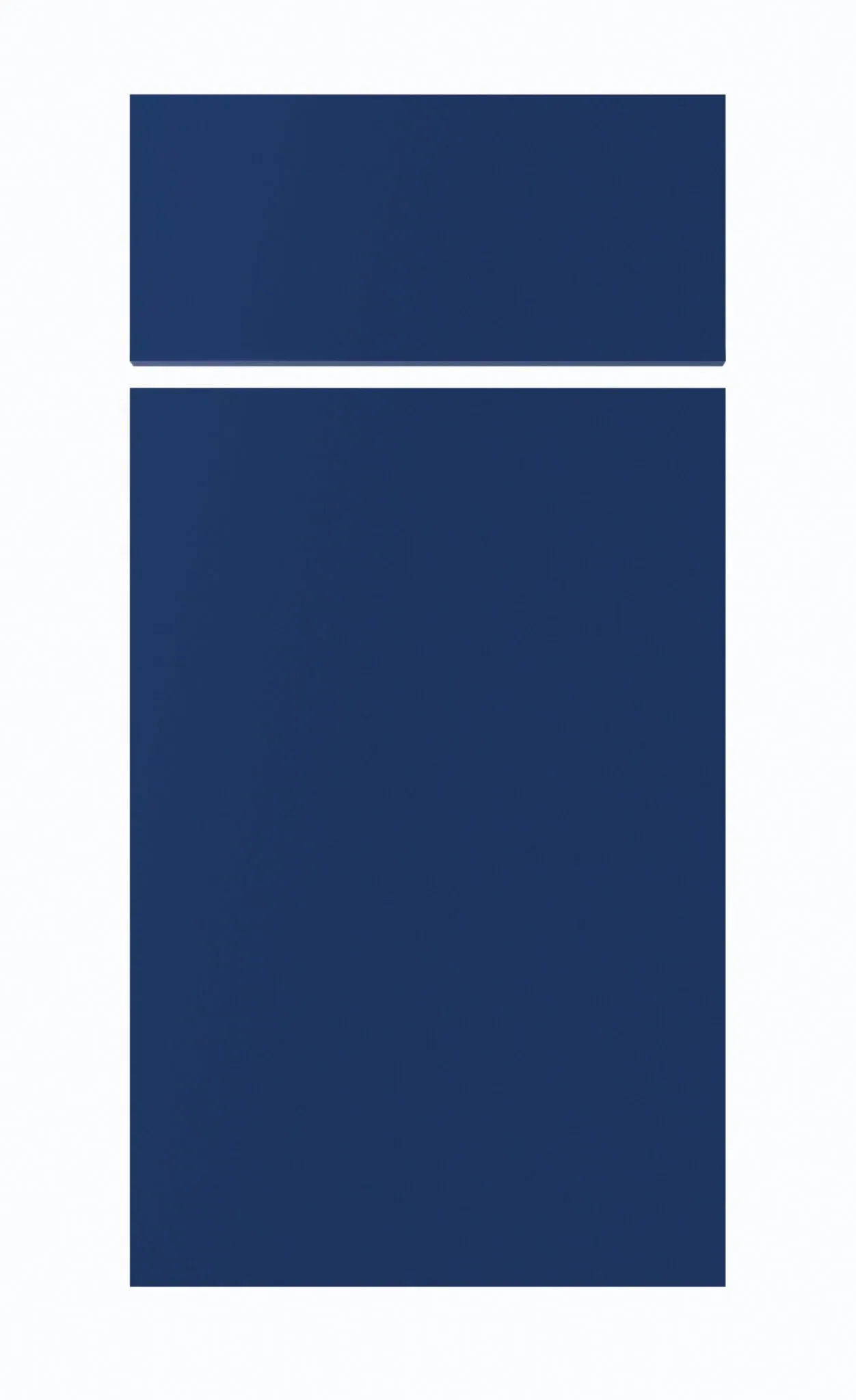 Two dark blue vertical rectangles separated by a thin white gap on a white background