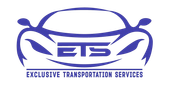 Purple logo of a car with “ETS” and the words “Exclusive Transportation Services”