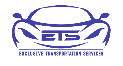 Purple logo of a car with “ETS” and the words “Exclusive Transportation Services”