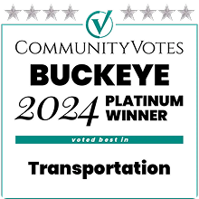 Community Votes Buckeye 2024 Platinum Winner badge for Transportation, teal and black