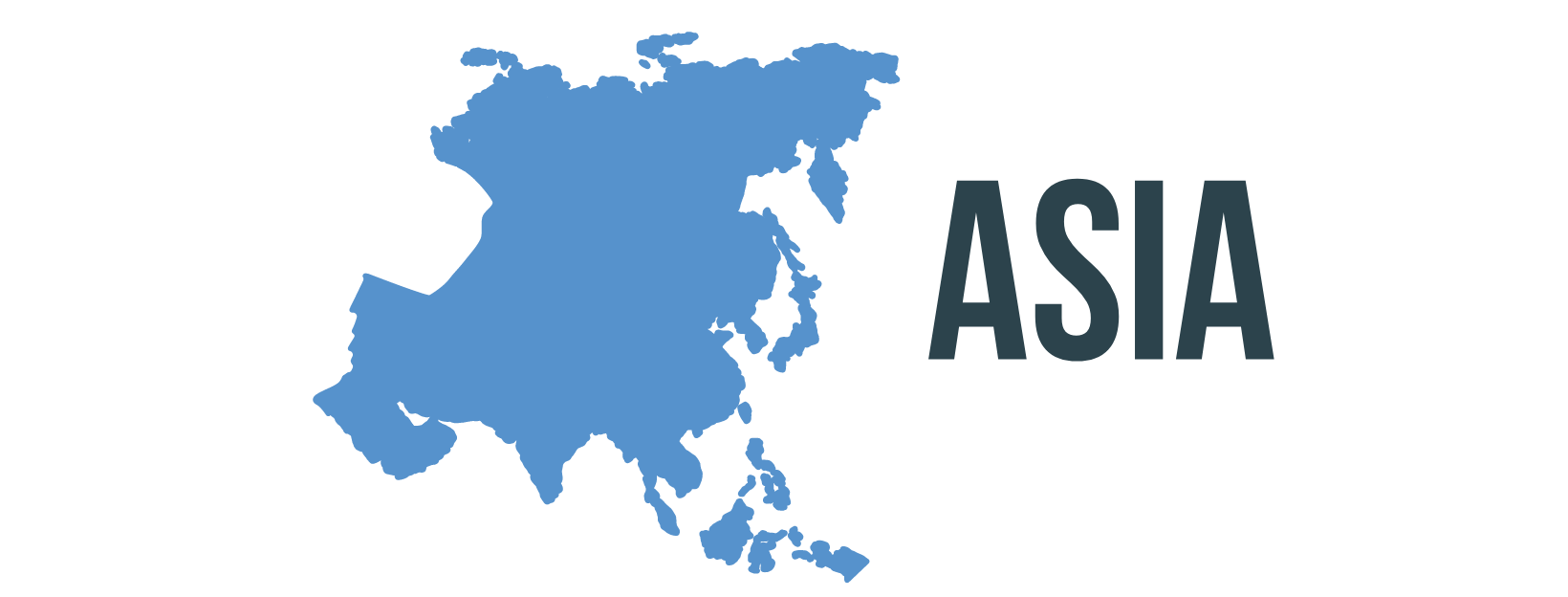 asia A blue map of asia with the word asia below it