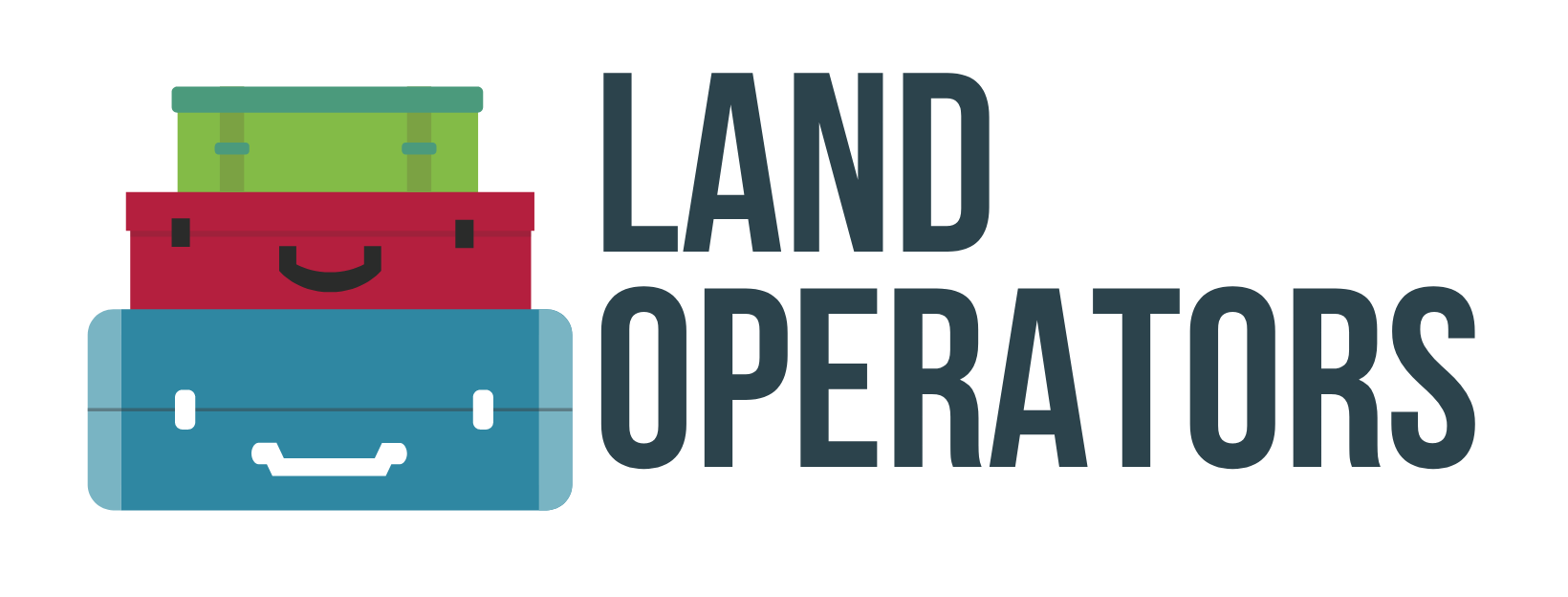 land operations A logo for land operators with a stack of suitcases on top of each other.