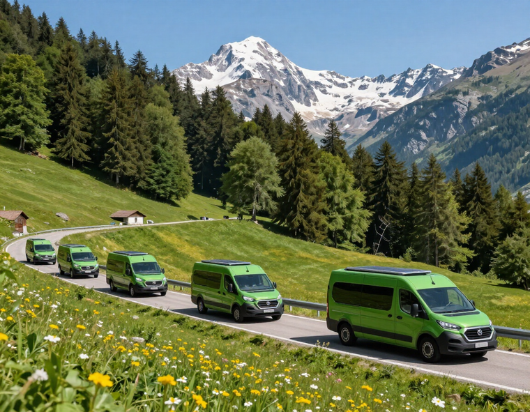 E-Fahrzeuge von Überall Services in der Natur