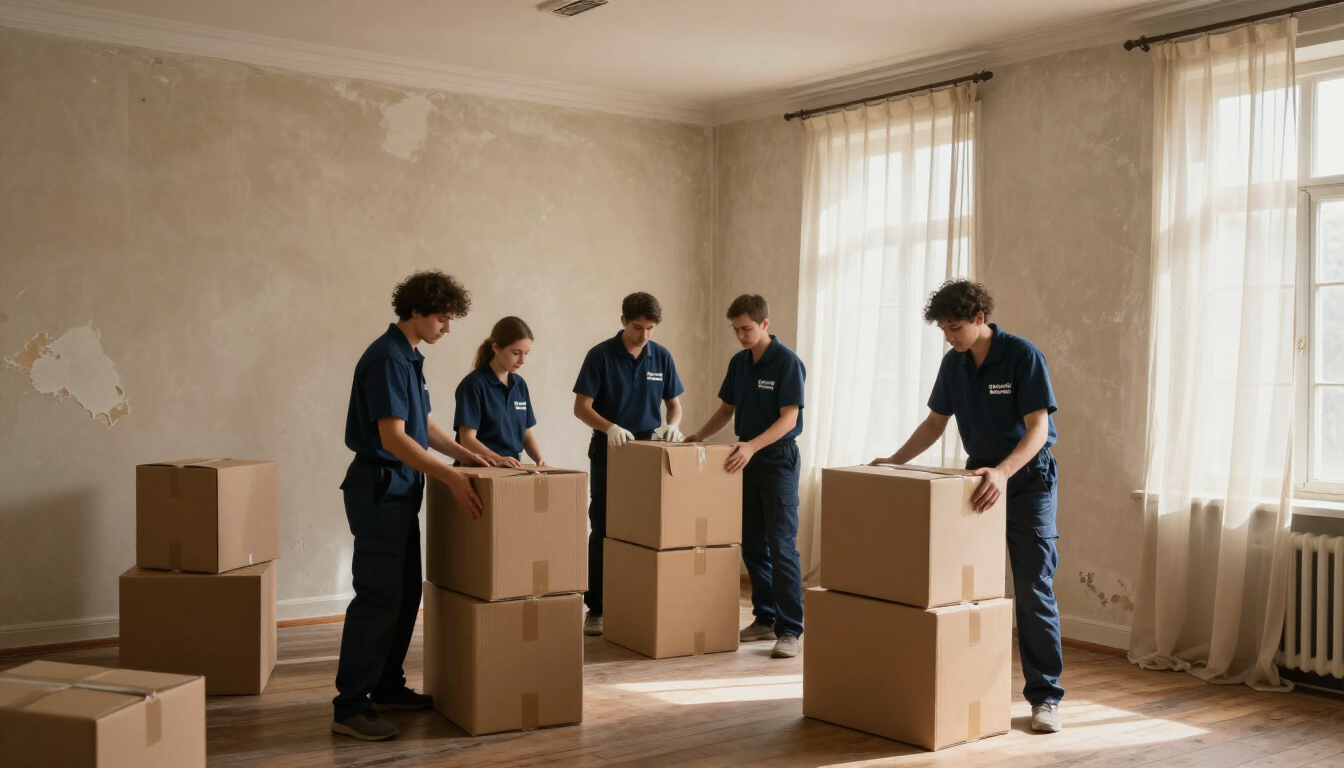 Team bei Räumung einer Altbauwohnung