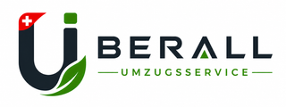 UBERALL UMZUGSSERVICE-Logo mit stilisiertem U-Symbol in Schwarz, Grün und Rot