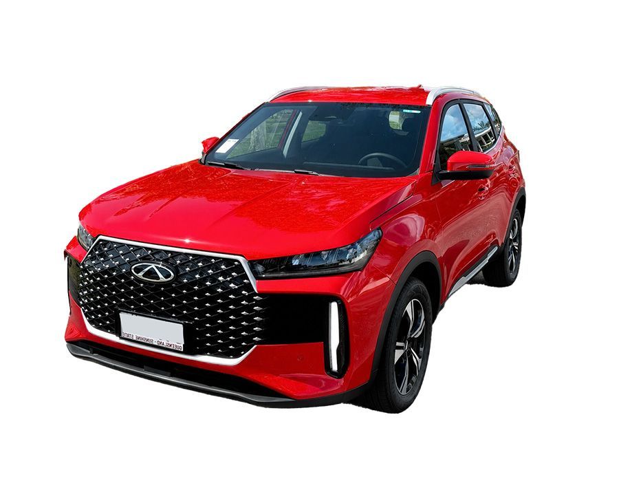 Red compact SUV with a black grille, shown on a white background.