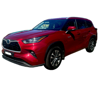 Red SUV isolated on a white background, angled front-left view