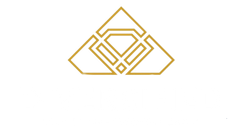 A gold triangle with a diamond in the middle on a white background.