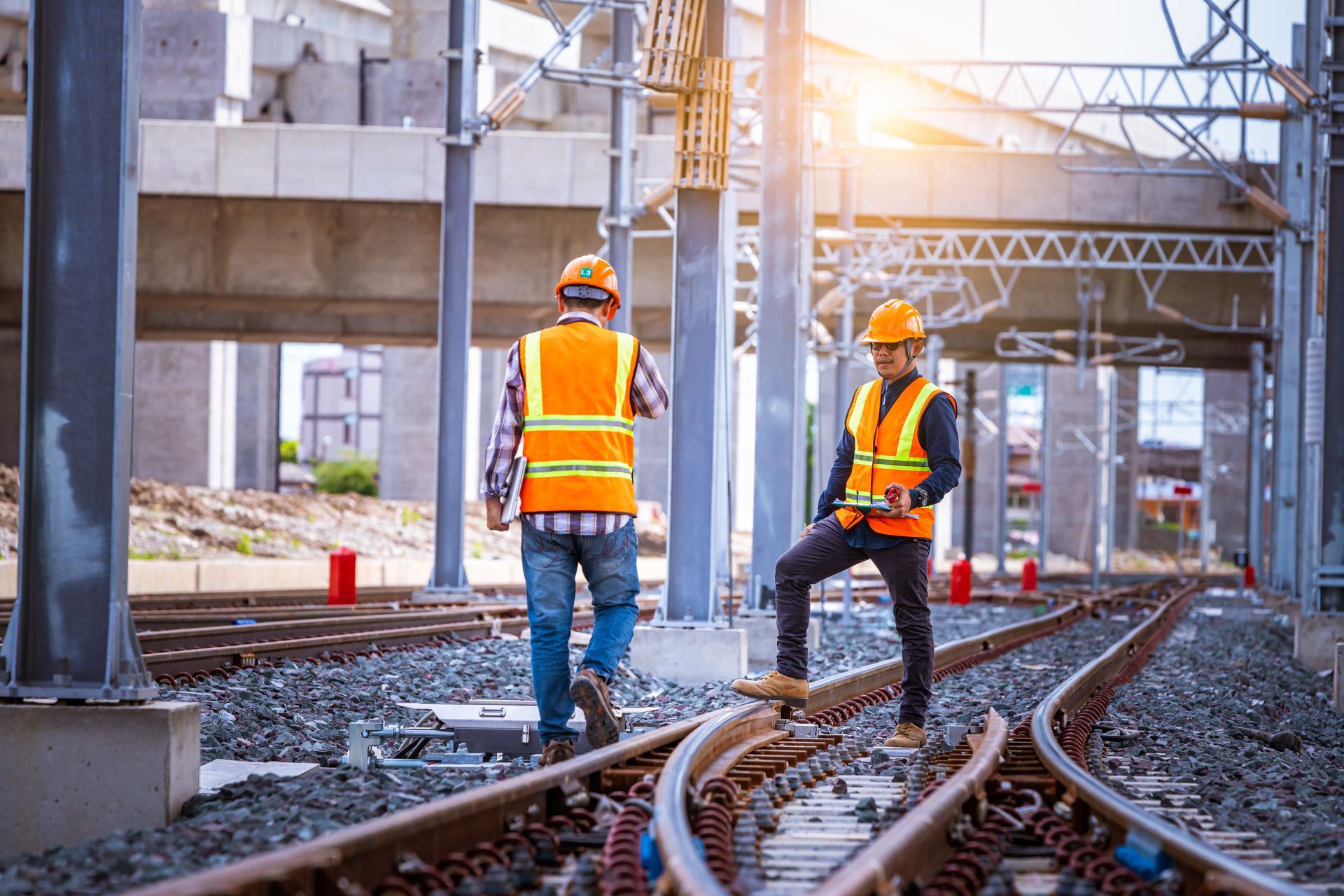 Railroad Workers Checking the Railroad