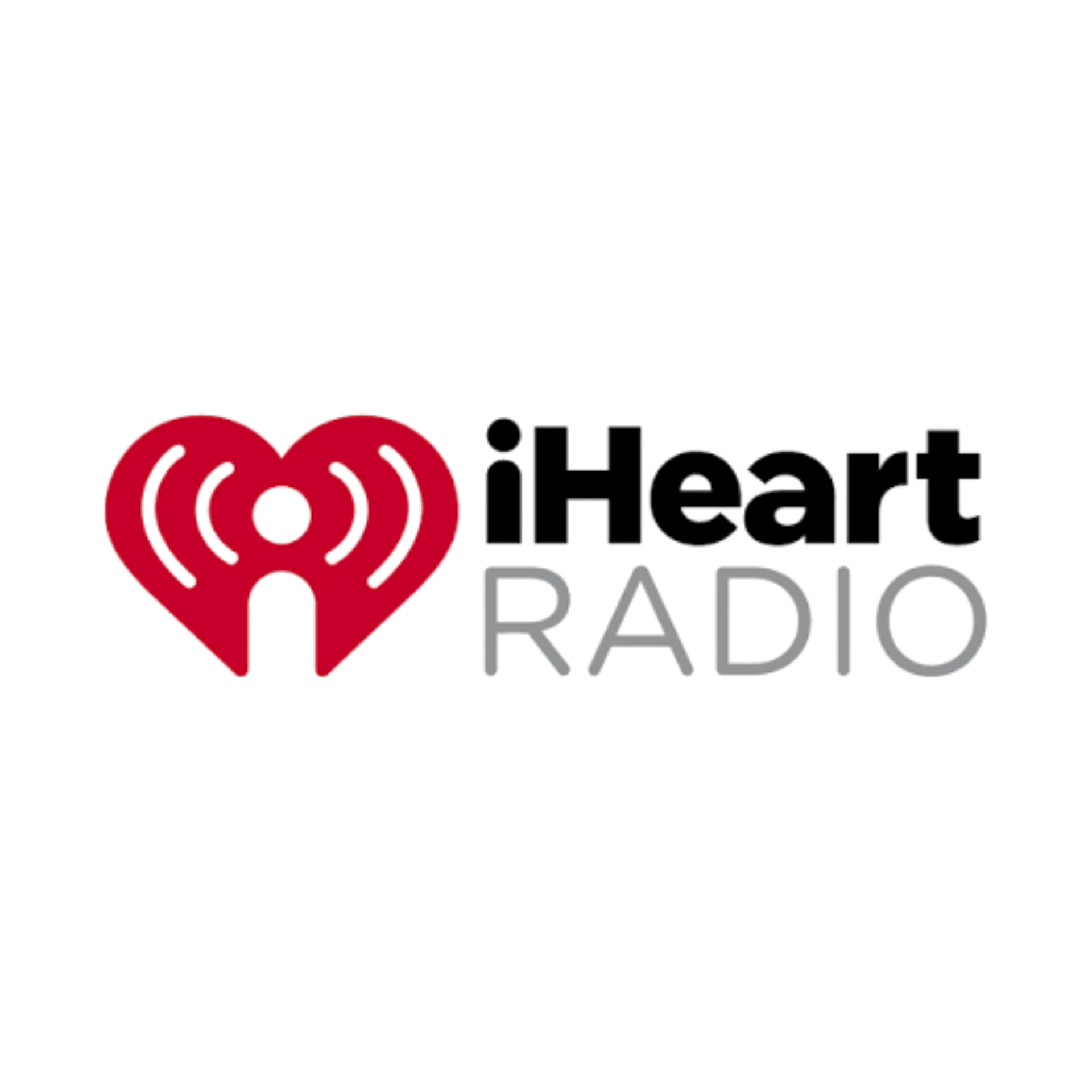 IHeartRadio logo: red heart with white radio waves and black-gray “iHeart RADIO” text
