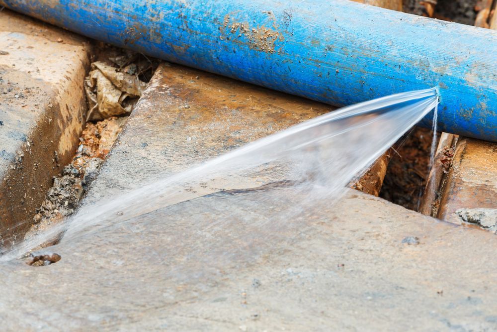 A Blue Pipe is Leaking Water on the Ground — Accredited Plumbing in Burrill Lake, NSW