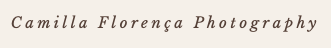 Camilla Florença Photography, logo in dark brown script on a beige background.
