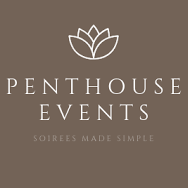 Logo for Penthouse Events with a lotus flower icon and the tagline 