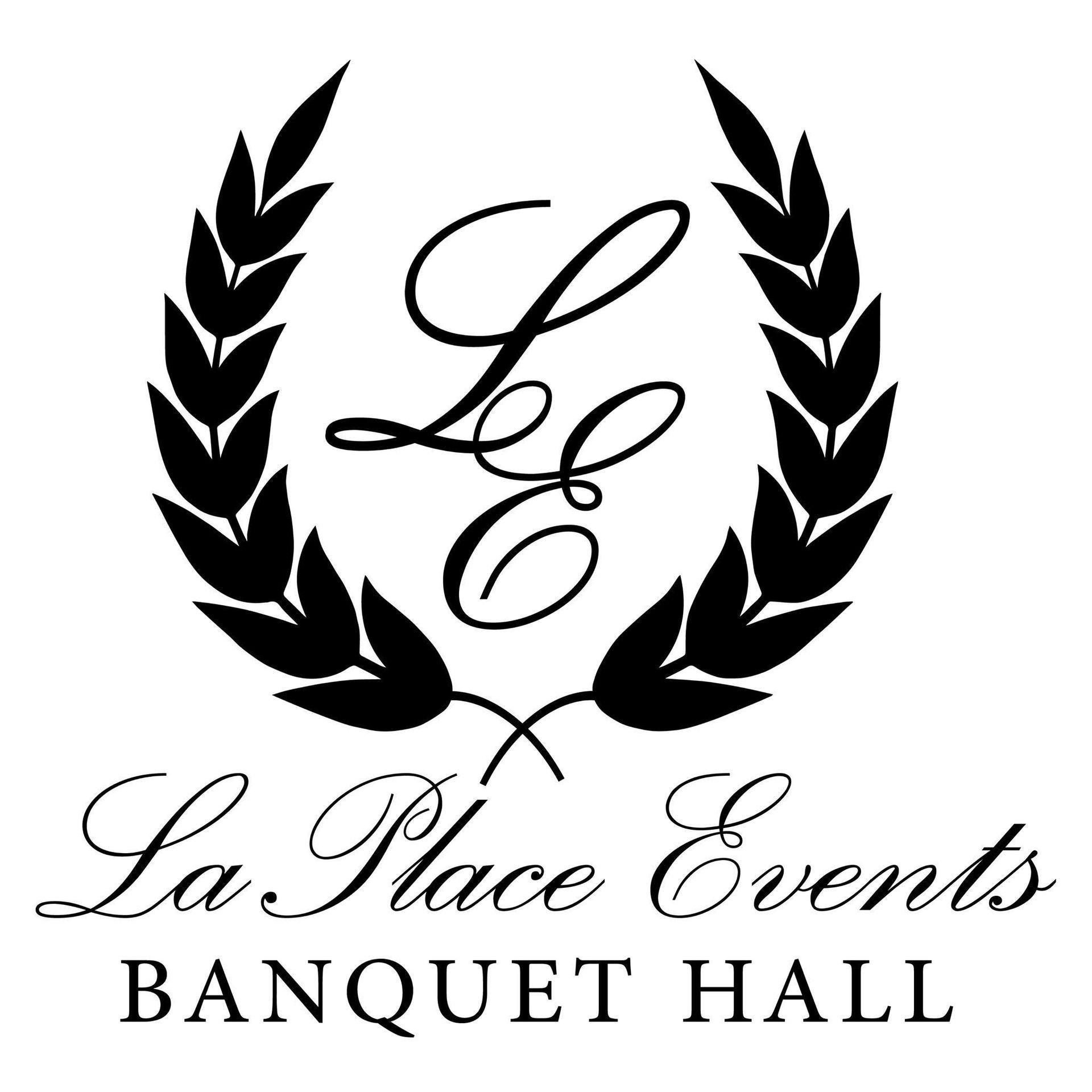 La Place Events logo with a wreath around the cursive 