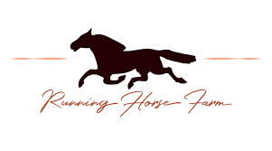 Silhouette of a running horse, with the words 