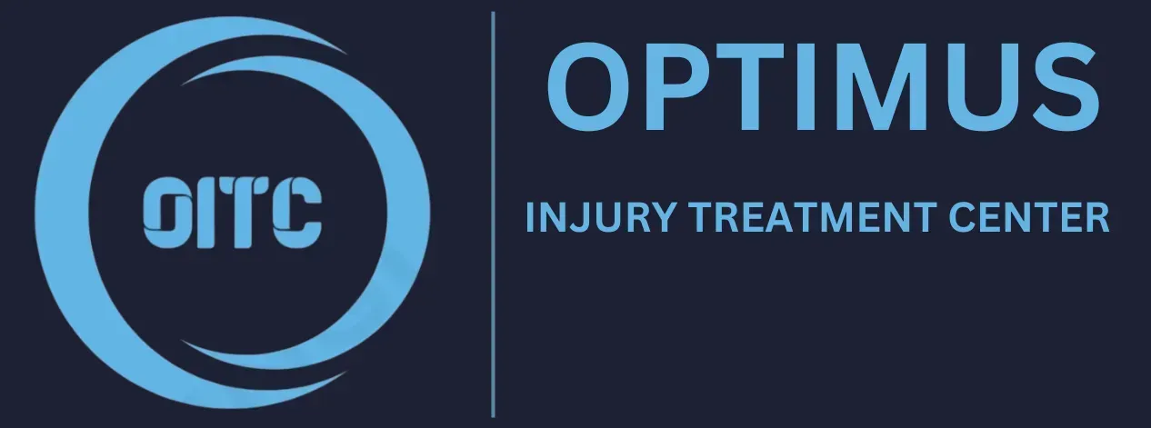 OPTIMUS Injury Treatment Center logo with blue circular OITC icon on a dark background