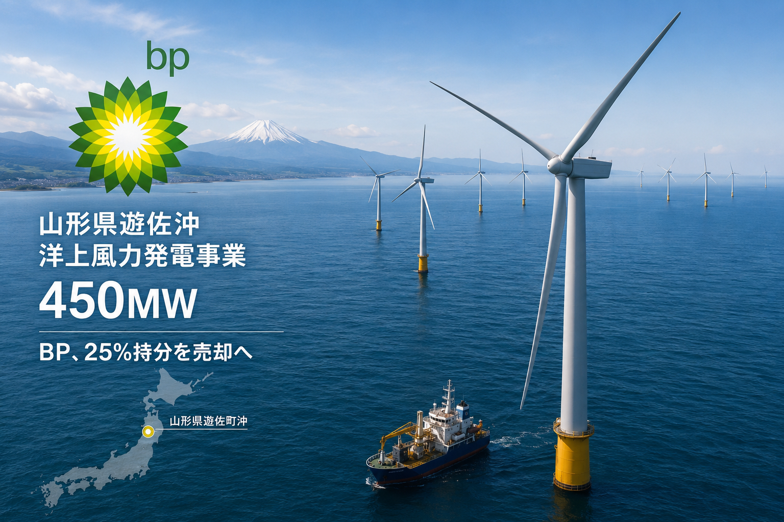 BP、日本の洋上風力でも資産見直し 山形・遊佐沖25%持分売却へ 世界戦略転換の延長線