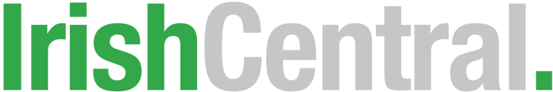 A green and white logo for irish central.