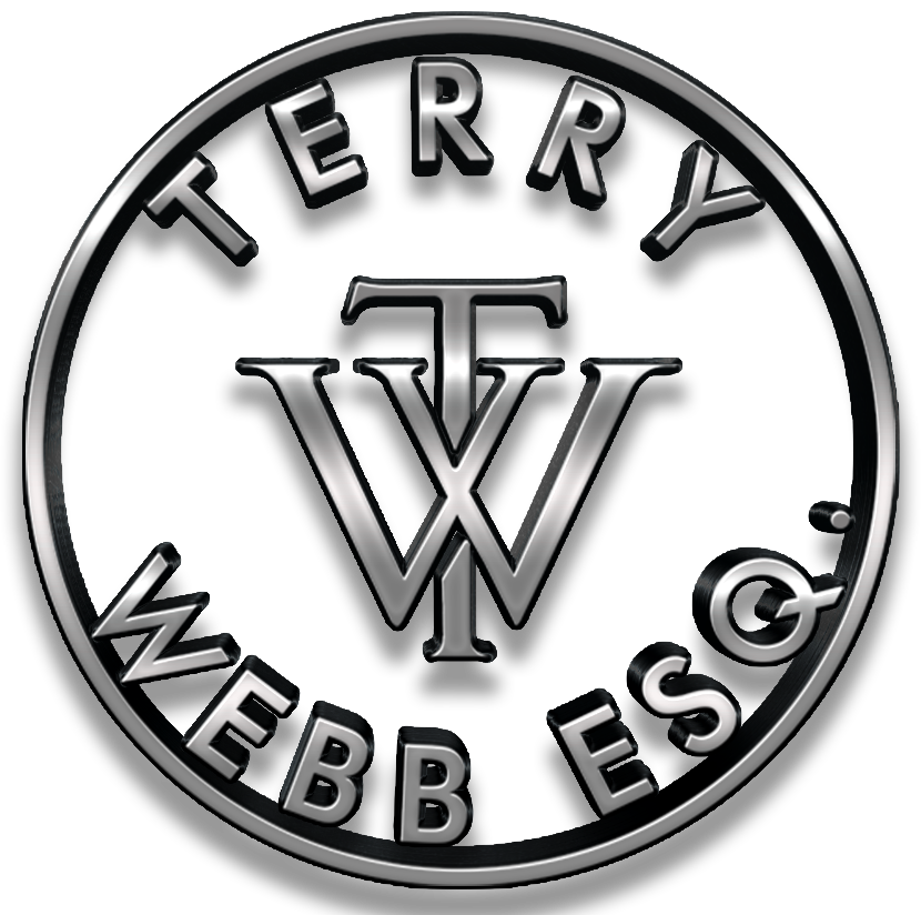 A silver and black logo for terry webb esc