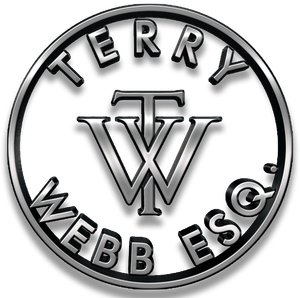 A silver and black logo for terry webb esc