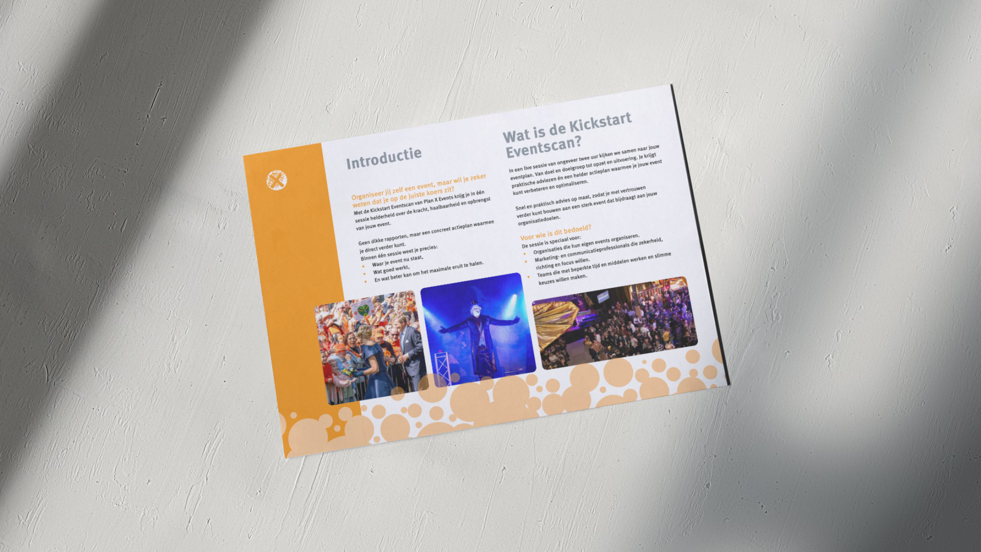 Kickstart Eventscan brochure van Plan X Events, beschikbaar om te downloaden en inspiratie op te doen voor evenementen.
