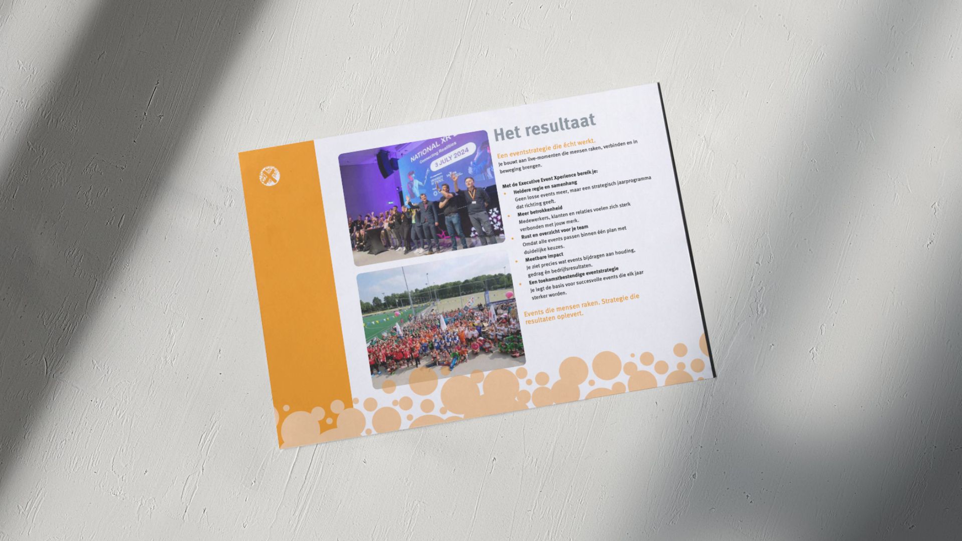 Executive Event Xperience brochure van Plan X Events, met informatie over een jaarlang traject voor zakelijke evenementen.